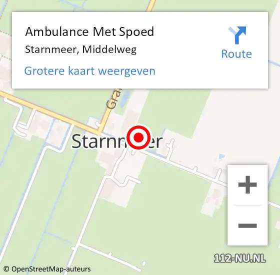 Locatie op kaart van de 112 melding: Ambulance Met Spoed Naar Starnmeer, Middelweg op 11 augustus 2021 22:06