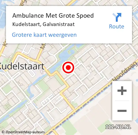 Locatie op kaart van de 112 melding: Ambulance Met Grote Spoed Naar Kudelstaart, Galvanistraat op 11 augustus 2021 22:22