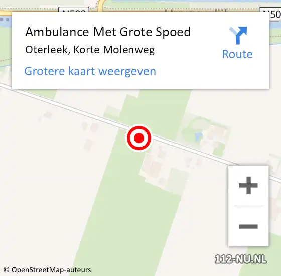 Locatie op kaart van de 112 melding: Ambulance Met Grote Spoed Naar Oterleek, Korte Molenweg op 11 augustus 2021 22:57
