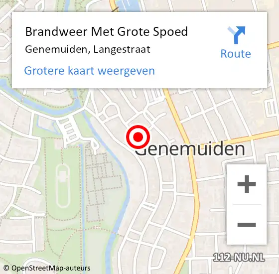 Locatie op kaart van de 112 melding: Brandweer Met Grote Spoed Naar Genemuiden, Langestraat op 11 augustus 2021 23:05