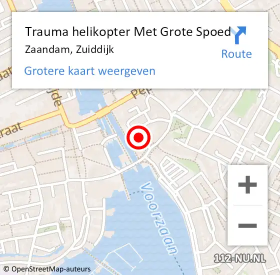 Locatie op kaart van de 112 melding: Trauma helikopter Met Grote Spoed Naar Zaandam, Zuiddijk op 11 augustus 2021 23:07