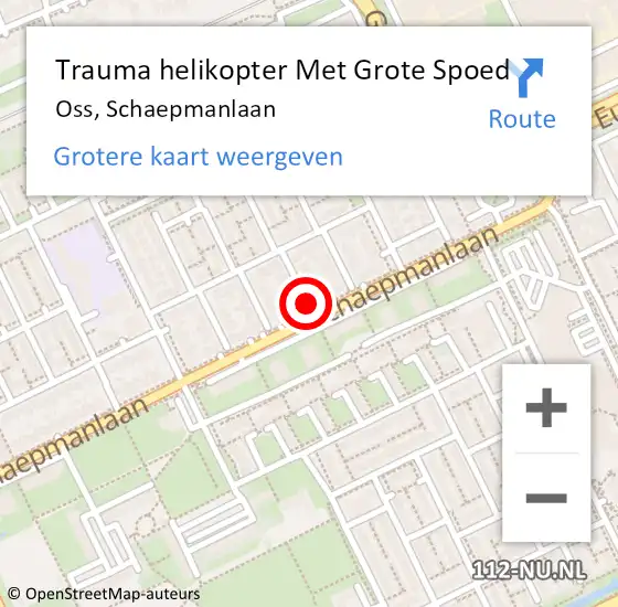 Locatie op kaart van de 112 melding: Trauma helikopter Met Grote Spoed Naar Oss, Schaepmanlaan op 11 augustus 2021 23:33