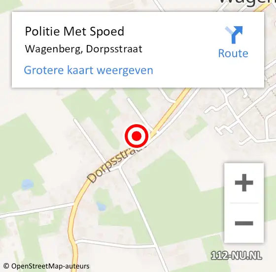 Locatie op kaart van de 112 melding: Politie Met Spoed Naar Wagenberg, Dorpsstraat op 12 augustus 2021 00:10