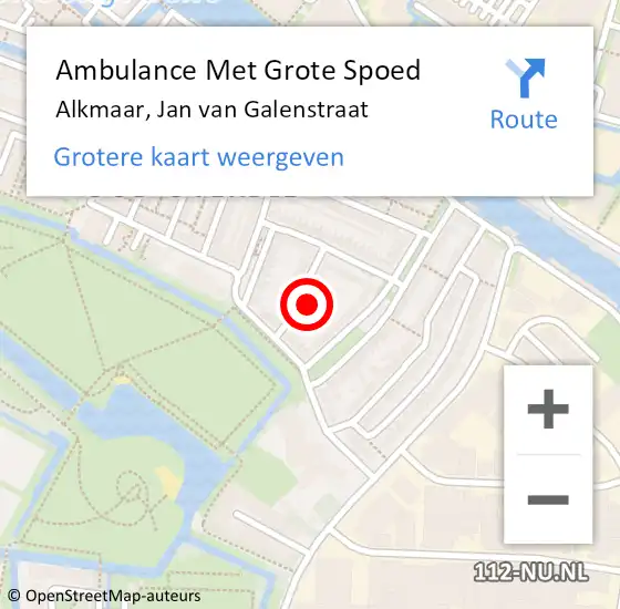 Locatie op kaart van de 112 melding: Ambulance Met Grote Spoed Naar Alkmaar, Jan van Galenstraat op 12 augustus 2021 00:13