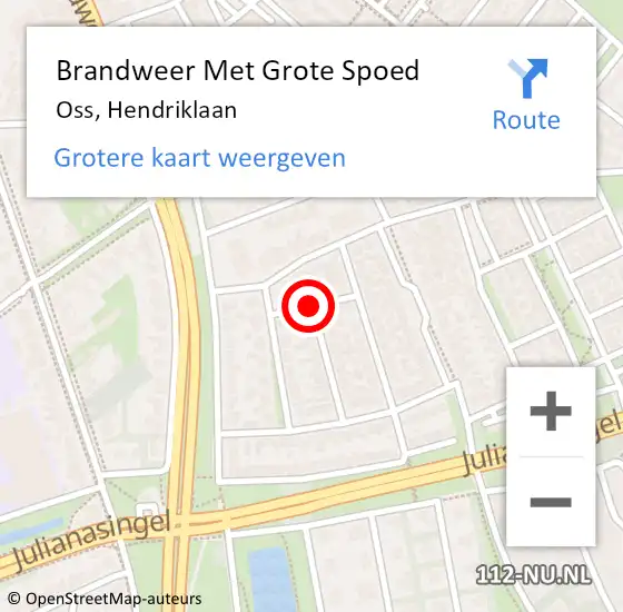 Locatie op kaart van de 112 melding: Brandweer Met Grote Spoed Naar Oss, Hendriklaan op 12 augustus 2021 00:55