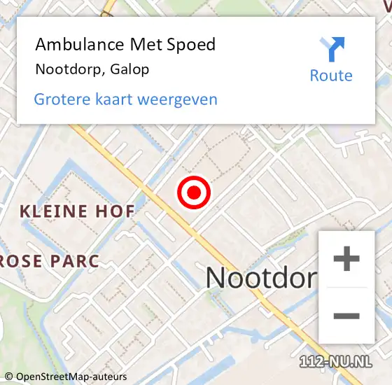 Locatie op kaart van de 112 melding: Ambulance Met Spoed Naar Nootdorp, Galop op 12 augustus 2021 01:10