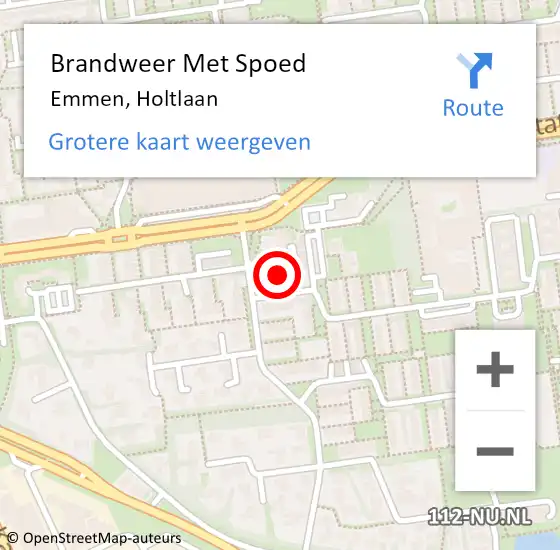 Locatie op kaart van de 112 melding: Brandweer Met Spoed Naar Emmen, Holtlaan op 12 augustus 2021 01:22