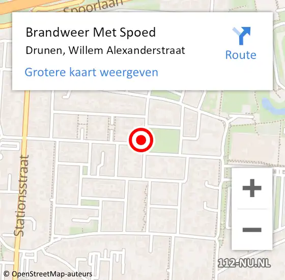 Locatie op kaart van de 112 melding: Brandweer Met Spoed Naar Drunen, Willem Alexanderstraat op 12 augustus 2021 01:55