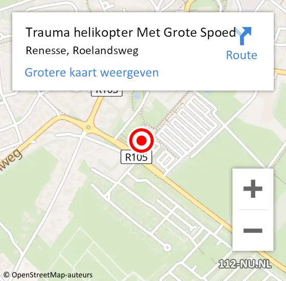 Locatie op kaart van de 112 melding: Trauma helikopter Met Grote Spoed Naar Renesse, Roelandsweg op 12 augustus 2021 02:04