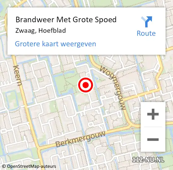 Locatie op kaart van de 112 melding: Brandweer Met Grote Spoed Naar Zwaag, Hoefblad op 12 augustus 2021 02:07