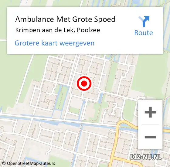 Locatie op kaart van de 112 melding: Ambulance Met Grote Spoed Naar Krimpen aan de Lek, Poolzee op 12 augustus 2021 02:09