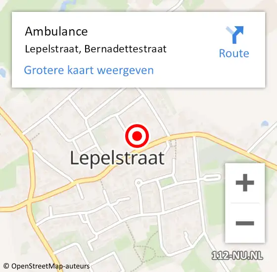 Locatie op kaart van de 112 melding: Ambulance Lepelstraat, Bernadettestraat op 19 juni 2014 13:10