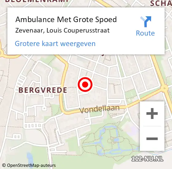 Locatie op kaart van de 112 melding: Ambulance Met Grote Spoed Naar Zevenaar, Louis Couperusstraat op 12 augustus 2021 03:04