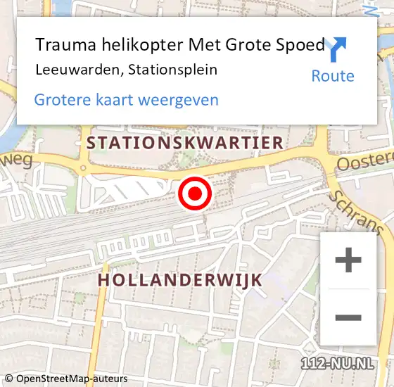 Locatie op kaart van de 112 melding: Trauma helikopter Met Grote Spoed Naar Leeuwarden, Stationsplein op 12 augustus 2021 05:26