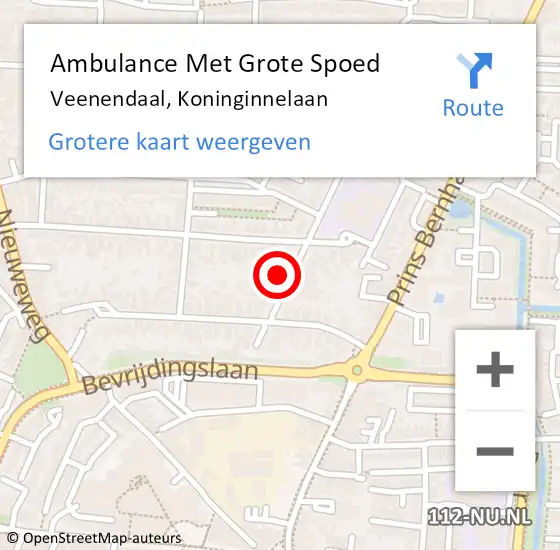 Locatie op kaart van de 112 melding: Ambulance Met Grote Spoed Naar Veenendaal, Koninginnelaan op 12 augustus 2021 05:38