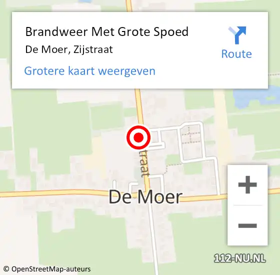 Locatie op kaart van de 112 melding: Brandweer Met Grote Spoed Naar De Moer, Zijstraat op 12 augustus 2021 06:36