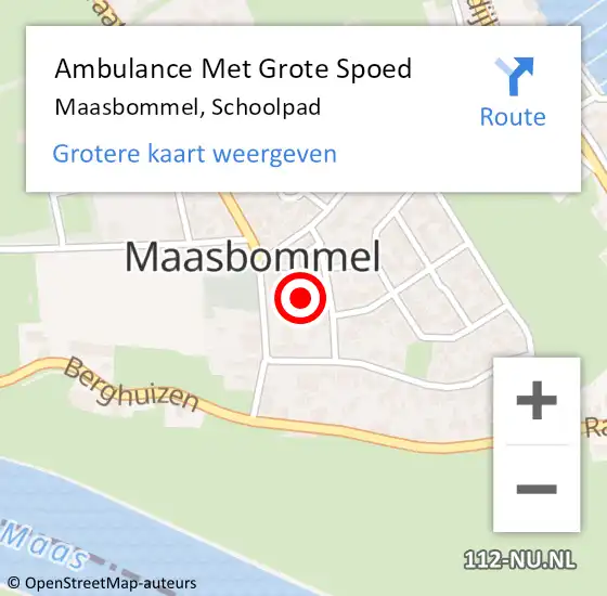 Locatie op kaart van de 112 melding: Ambulance Met Grote Spoed Naar Maasbommel, Schoolpad op 12 augustus 2021 07:48