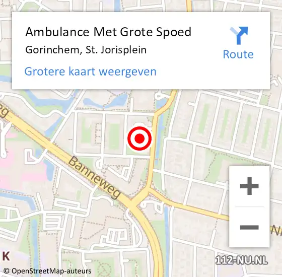 Locatie op kaart van de 112 melding: Ambulance Met Grote Spoed Naar Gorinchem, St. Jorisplein op 12 augustus 2021 07:55