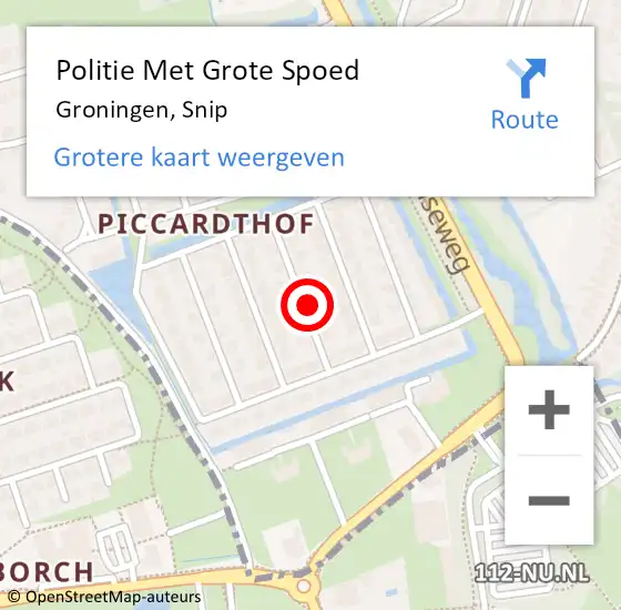 Locatie op kaart van de 112 melding: Politie Met Grote Spoed Naar Groningen, Snip op 12 augustus 2021 07:56