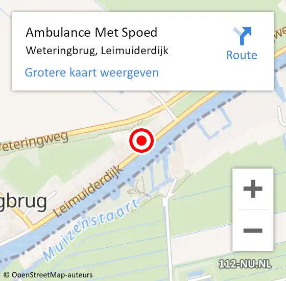 Locatie op kaart van de 112 melding: Ambulance Met Spoed Naar Weteringbrug, Leimuiderdijk op 12 augustus 2021 08:08