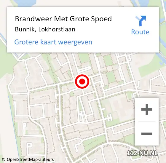 Locatie op kaart van de 112 melding: Brandweer Met Grote Spoed Naar Bunnik, Lokhorstlaan op 12 augustus 2021 08:39
