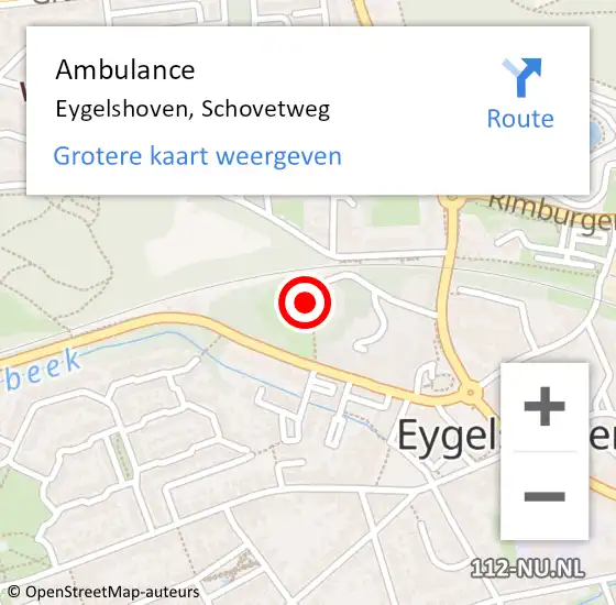 Locatie op kaart van de 112 melding: Ambulance Eygelshoven, Schovetweg op 19 juni 2014 13:22