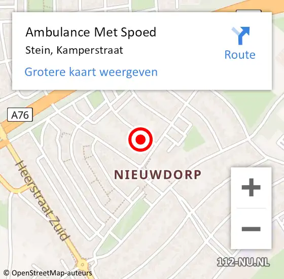 Locatie op kaart van de 112 melding: Ambulance Met Spoed Naar Stein, Kamperstraat op 19 juni 2014 13:25