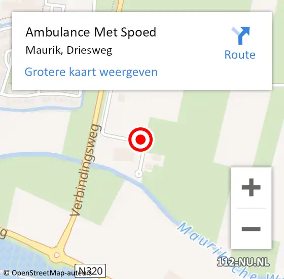 Locatie op kaart van de 112 melding: Ambulance Met Spoed Naar Maurik, Driesweg op 12 augustus 2021 09:42