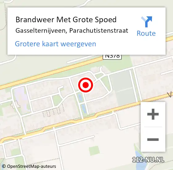 Locatie op kaart van de 112 melding: Brandweer Met Grote Spoed Naar Gasselternijveen, Parachutistenstraat op 12 augustus 2021 09:53