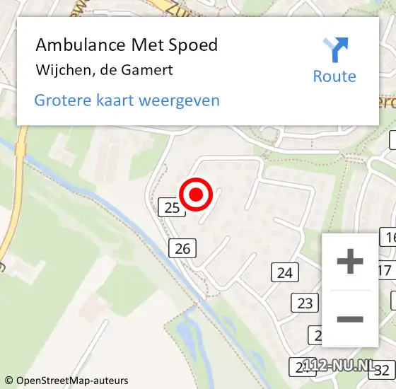 Locatie op kaart van de 112 melding: Ambulance Met Spoed Naar Wijchen, de Gamert op 12 augustus 2021 10:10