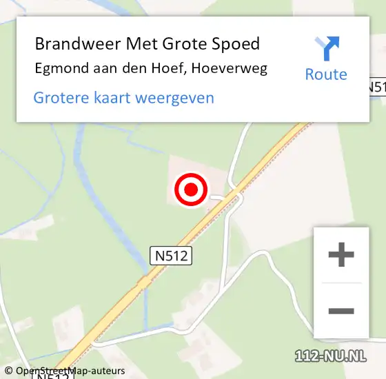 Locatie op kaart van de 112 melding: Brandweer Met Grote Spoed Naar Egmond aan den Hoef, Hoeverweg op 12 augustus 2021 10:15