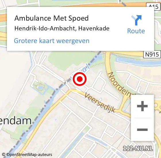 Locatie op kaart van de 112 melding: Ambulance Met Spoed Naar Hendrik-Ido-Ambacht, Havenkade op 12 augustus 2021 10:19