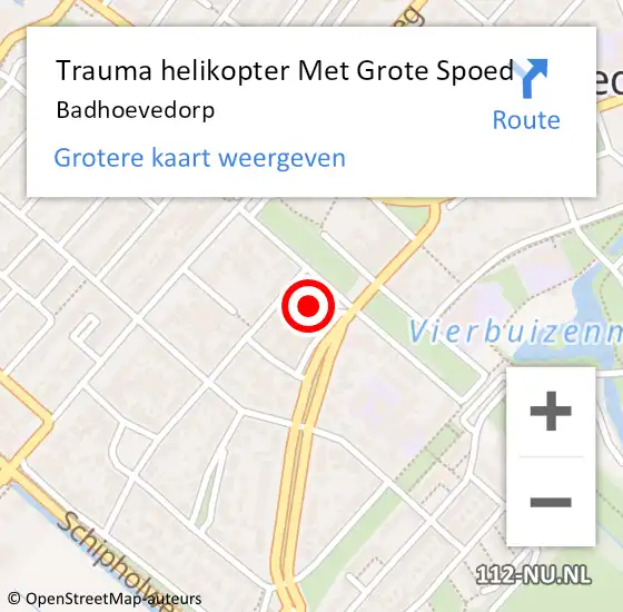 Locatie op kaart van de 112 melding: Trauma helikopter Met Grote Spoed Naar Badhoevedorp op 12 augustus 2021 10:20