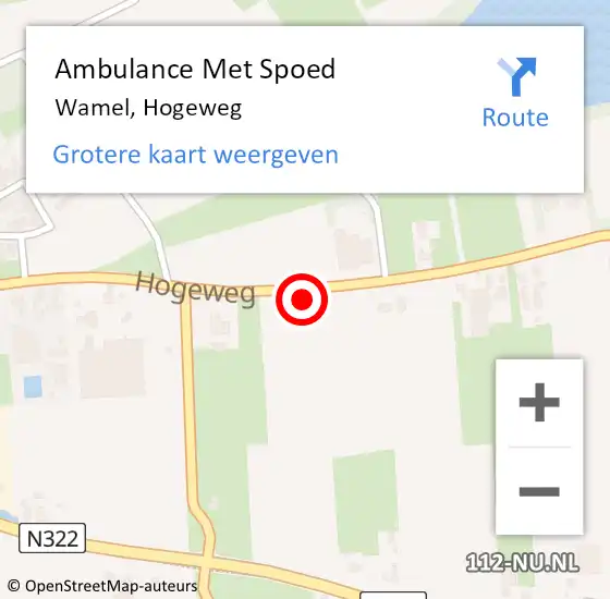 Locatie op kaart van de 112 melding: Ambulance Met Spoed Naar Wamel, Hogeweg op 12 augustus 2021 10:37
