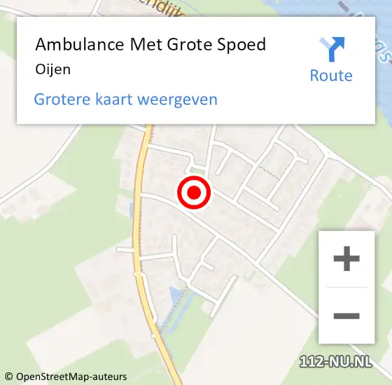 Locatie op kaart van de 112 melding: Ambulance Met Grote Spoed Naar Oijen op 12 augustus 2021 10:50