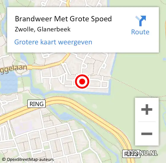 Locatie op kaart van de 112 melding: Brandweer Met Grote Spoed Naar Zwolle, Glanerbeek op 12 augustus 2021 10:56