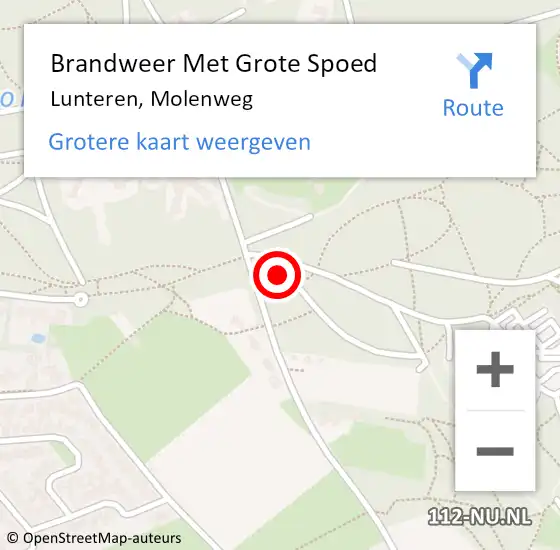 Locatie op kaart van de 112 melding: Brandweer Met Grote Spoed Naar Lunteren, Molenweg op 12 augustus 2021 11:27