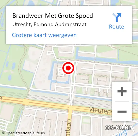 Locatie op kaart van de 112 melding: Brandweer Met Grote Spoed Naar Utrecht, Edmond Audranstraat op 12 augustus 2021 11:31