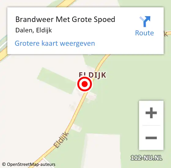 Locatie op kaart van de 112 melding: Brandweer Met Grote Spoed Naar Dalen, Eldijk op 12 augustus 2021 11:35