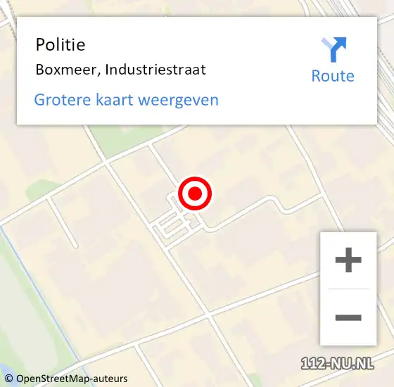 Locatie op kaart van de 112 melding: Politie Boxmeer, Industriestraat op 12 augustus 2021 11:38