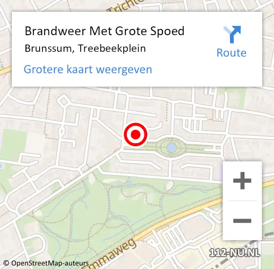 Locatie op kaart van de 112 melding: Brandweer Met Grote Spoed Naar Brunssum, Treebeekplein op 12 augustus 2021 11:46