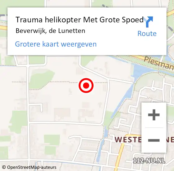 Locatie op kaart van de 112 melding: Trauma helikopter Met Grote Spoed Naar Beverwijk, de Lunetten op 12 augustus 2021 11:46