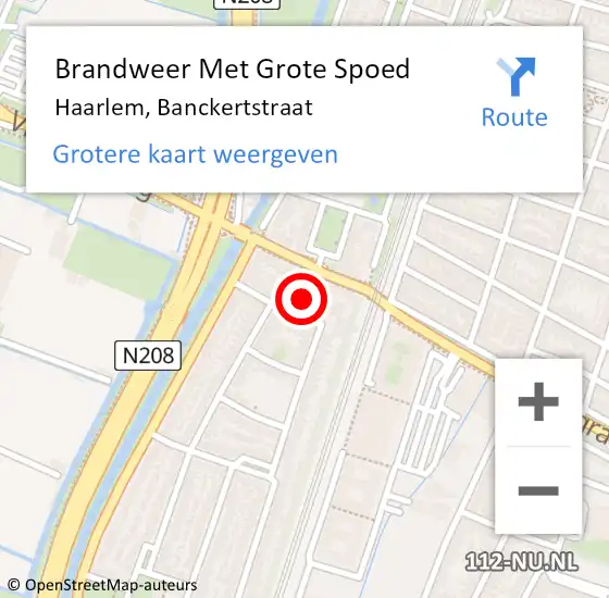 Locatie op kaart van de 112 melding: Brandweer Met Grote Spoed Naar Haarlem, Banckertstraat op 12 augustus 2021 11:56