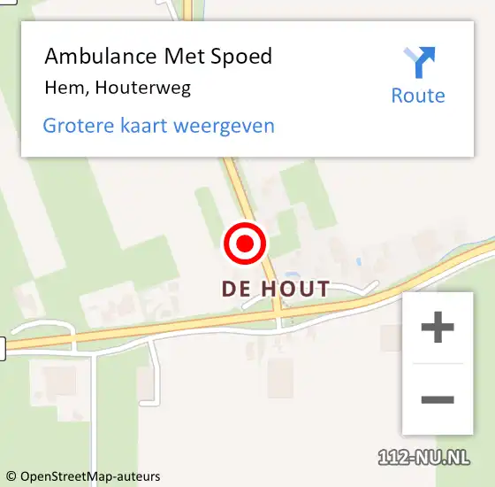 Locatie op kaart van de 112 melding: Ambulance Met Spoed Naar Hem, Houterweg op 12 augustus 2021 11:58