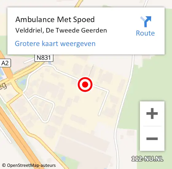 Locatie op kaart van de 112 melding: Ambulance Met Spoed Naar Velddriel, De Tweede Geerden op 12 augustus 2021 12:06