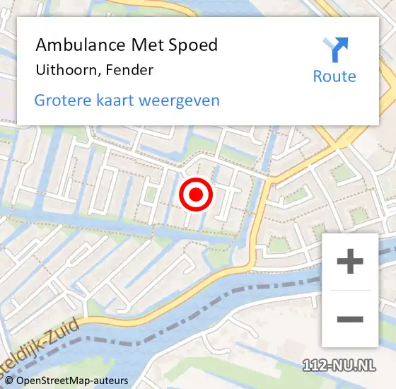 Locatie op kaart van de 112 melding: Ambulance Met Spoed Naar Uithoorn, Fender op 12 augustus 2021 12:22