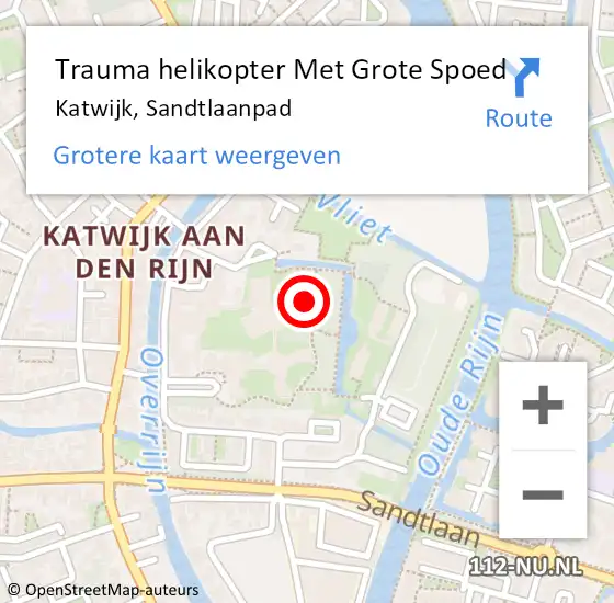 Locatie op kaart van de 112 melding: Trauma helikopter Met Grote Spoed Naar Katwijk, Sandtlaanpad op 12 augustus 2021 12:34