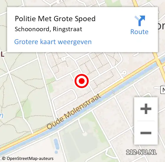 Locatie op kaart van de 112 melding: Politie Met Grote Spoed Naar Schoonoord, Ringstraat op 12 augustus 2021 12:39