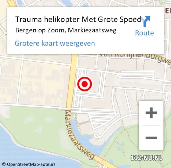 Locatie op kaart van de 112 melding: Trauma helikopter Met Grote Spoed Naar Bergen op Zoom, Markiezaatsweg op 12 augustus 2021 12:52