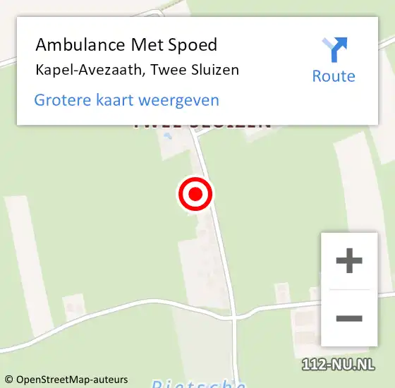 Locatie op kaart van de 112 melding: Ambulance Met Spoed Naar Kapel-Avezaath, Twee Sluizen op 12 augustus 2021 12:57